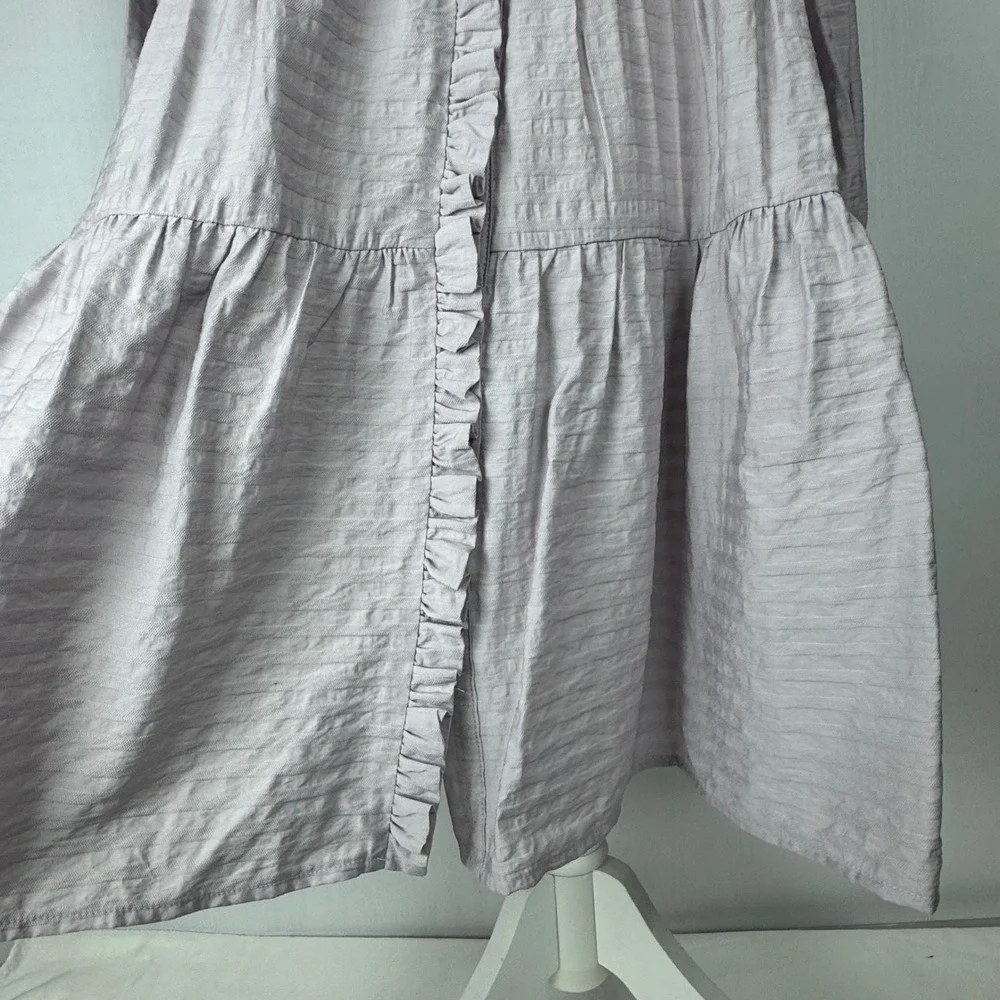 Y.A.S Yasluisa Long Sleeve Shirt Dress Ruffle Tiered Lilac Marble Women Sz UK 8‎